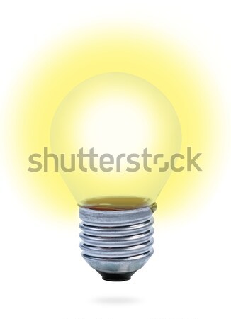 Light bulb with yellow light  on white background. Stock photo © borysshevchuk