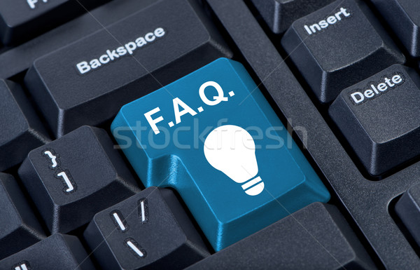 Button with icon lamp, F.A.Q. internet concept. Stock photo © borysshevchuk