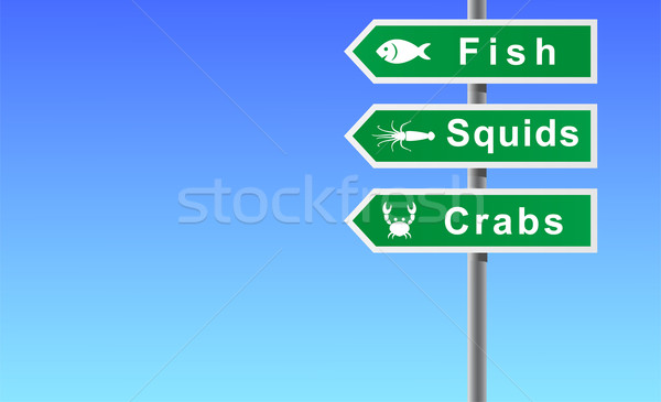 Sign fish squids crabs on sky background. Stock photo © borysshevchuk