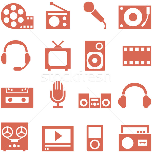 Icon set of gadgets and devices in a retro style. Stock photo © borysshevchuk