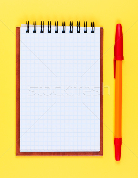 Pocketbook and ballpoint pen on yellow background. Stock photo © borysshevchuk