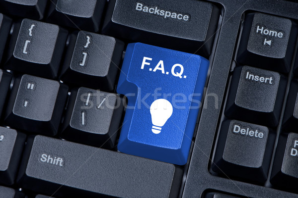 Faq blu pulsante internet tastiera Foto d'archivio © borysshevchuk