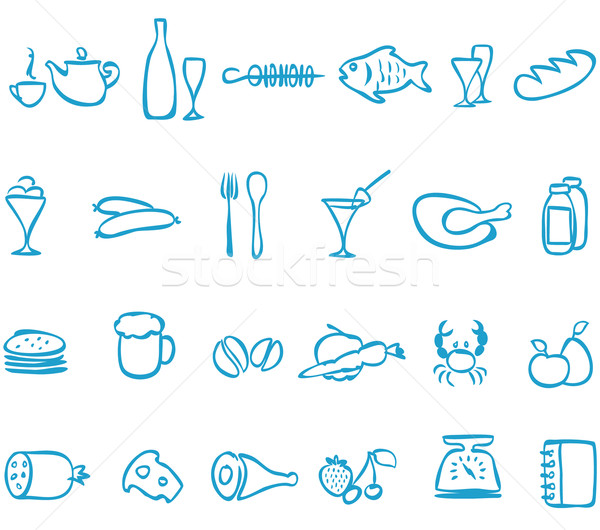 Set vector handwork icons food. Stock photo © borysshevchuk