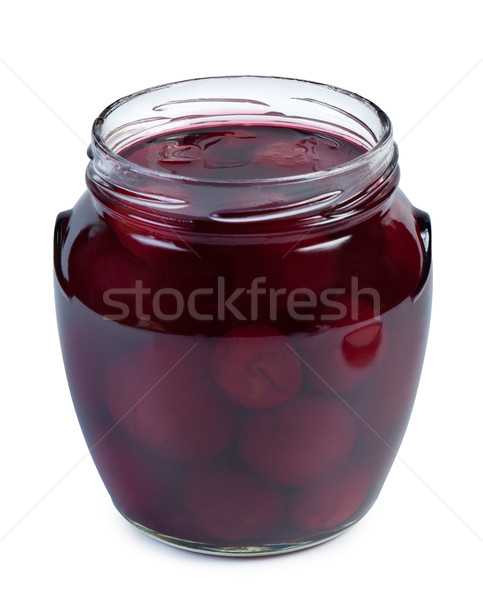 Vruchten glas jar Open geïsoleerd Stockfoto © borysshevchuk