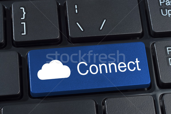 Foto stock: Conectar · botão · ícone · nuvem · internet