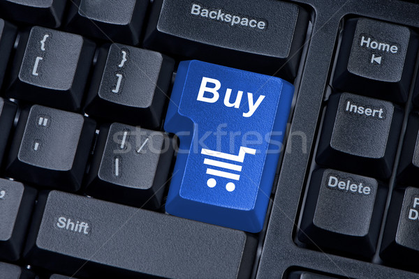 ストックフォト: 購入 · 青 · ボタン · コンピュータのキーボード · インターネット · キーボード