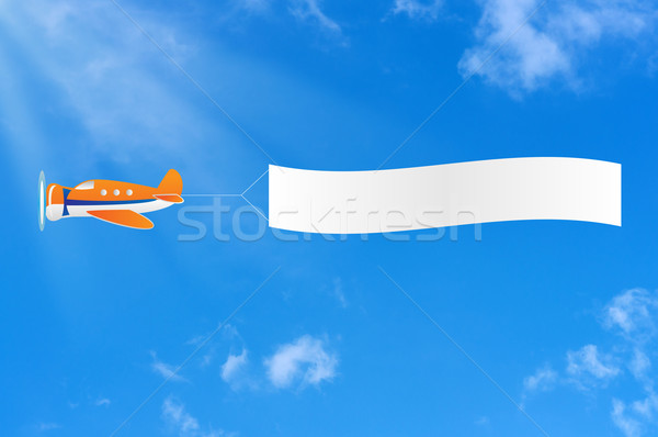 Battant avion bannière ciel nuages espace [[stock_photo]] © borysshevchuk