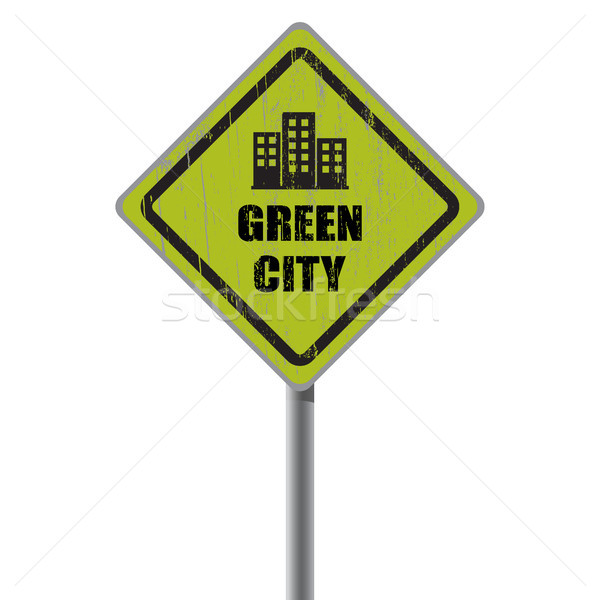 Green city road sign. Stock photo © borysshevchuk