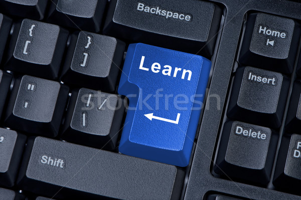 Knop leren onderwijs technologie teken Stockfoto © borysshevchuk