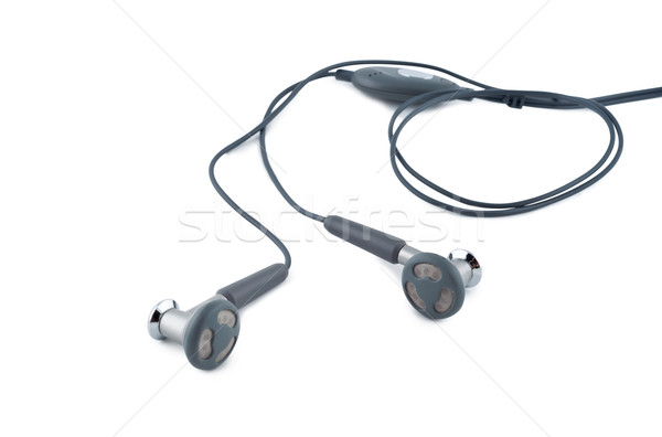 Hoofdtelefoon witte muziek technologie microfoon kabel Stockfoto © borysshevchuk