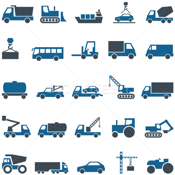 Vector icons of construction and trucking industry. Stock photo © borysshevchuk