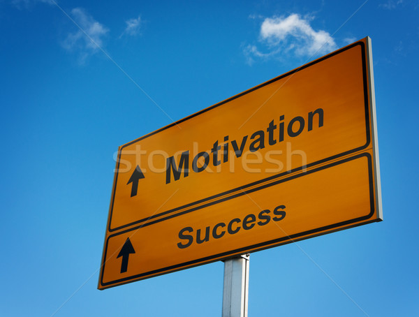 Stock photo: Motivation success road sign direction arrow pointer.