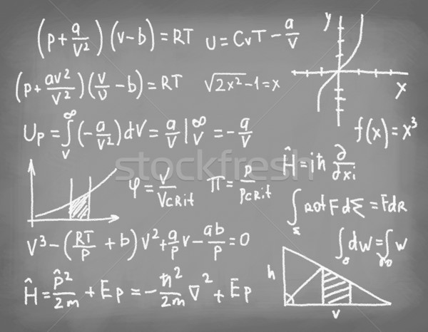 Blackboard formules geschreven krijt onderwijs wetenschap Stockfoto © borysshevchuk