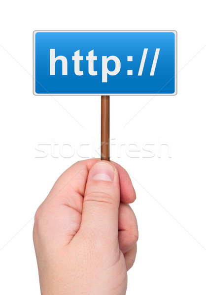 Mână semna http Internet calculator Imagine de stoc © borysshevchuk