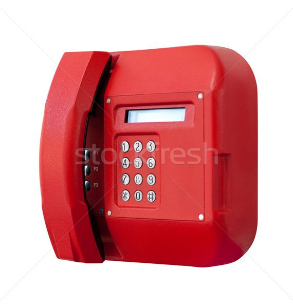 Stock photo: Red phone on white background.