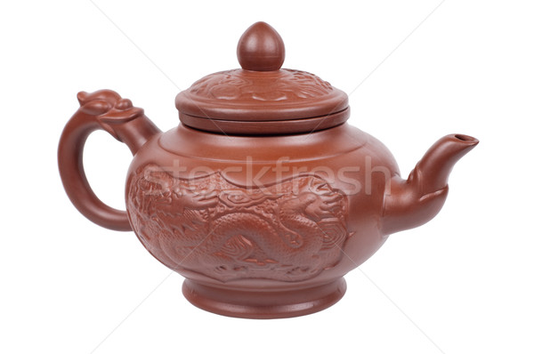 Teapot with a dragon isolated on a white background clipping pat Stock photo © borysshevchuk