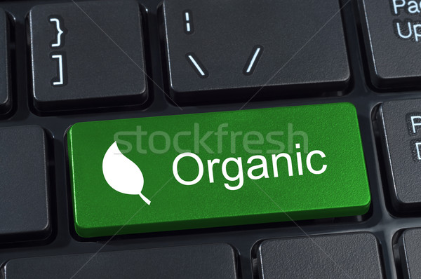 Foto stock: Verde · botão · palavra · orgânico · folha