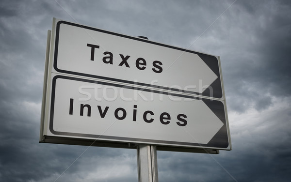 Stock photo: Taxes Invoices conceptual road sign.