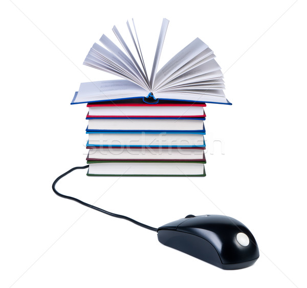 Mouse de computador livros isolado branco negócio Foto stock © borysshevchuk