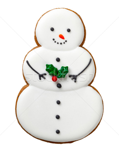 Natal pão de especiarias bolinhos isolado branco boneco de neve Foto stock © Bozena_Fulawka
