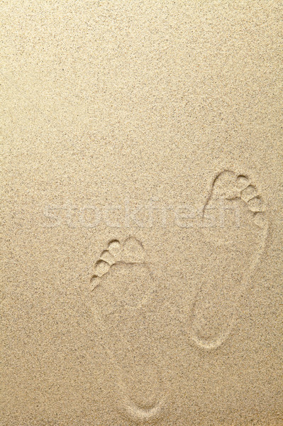 [[stock_photo]]: Sable · sable · été · plage · empreintes · espace · de · copie