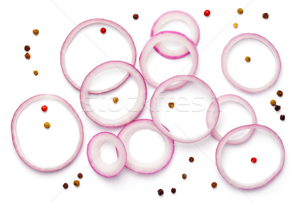 Sliced Red Onion with Peppercorn Isolated on White Background Stock photo © Bozena_Fulawka