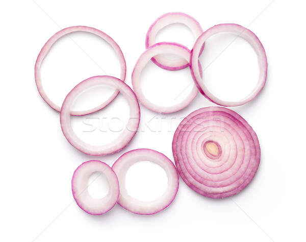 Sliced Red Onion Rings Isolated on White Background Stock photo © Bozena_Fulawka