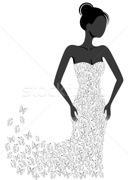 Silhouette of a girl in a flying apart dress Stock photo © brahmapootra
