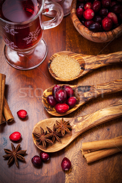 Ingredients for cranberry hot mulled wine Stock photo © brebca