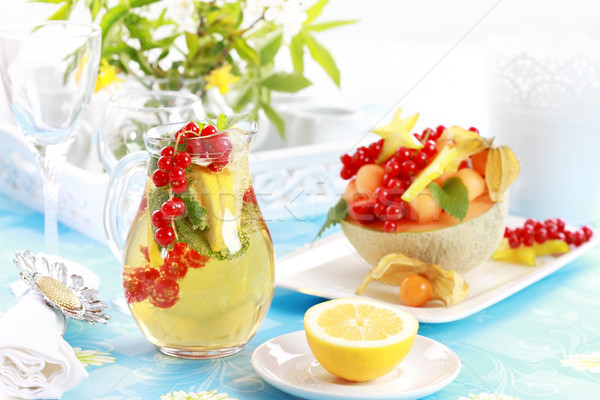 Friss gyümölcsök felszolgált dinnye tál finom Stock fotó © brebca