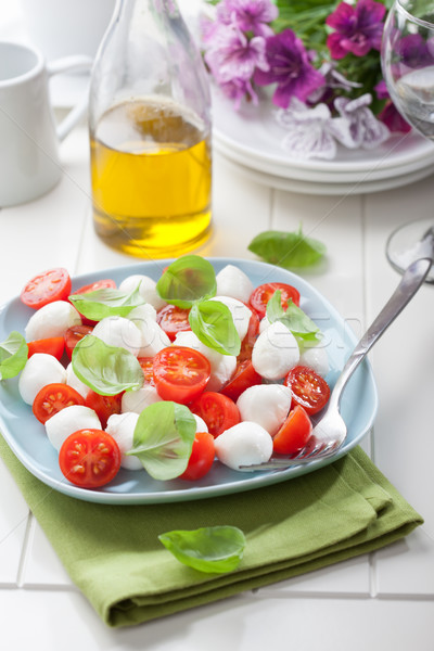 Tomate ensalada mozzarella albahaca pequeño alimentos Foto stock © brebca