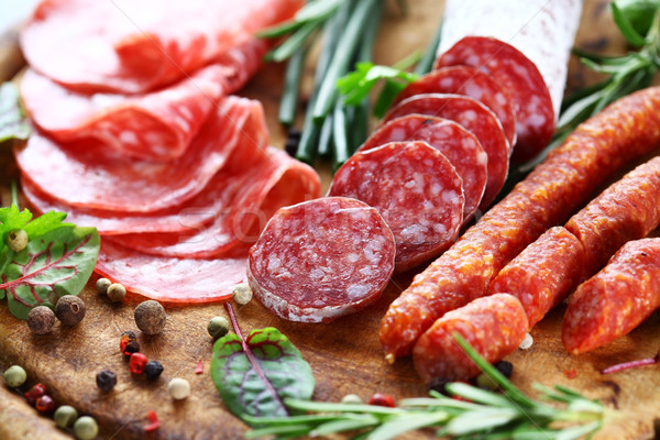 İtalyan jambon salam otlar farklı gıda Stok fotoğraf © brebca