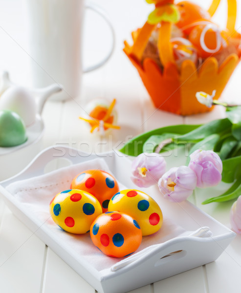 Easter decor with fresh tulips  Stock photo © brebca