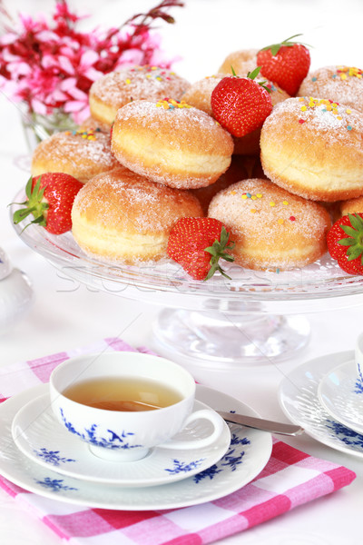 Berliner - doughnut filled with strawberry jam Stock photo © brebca