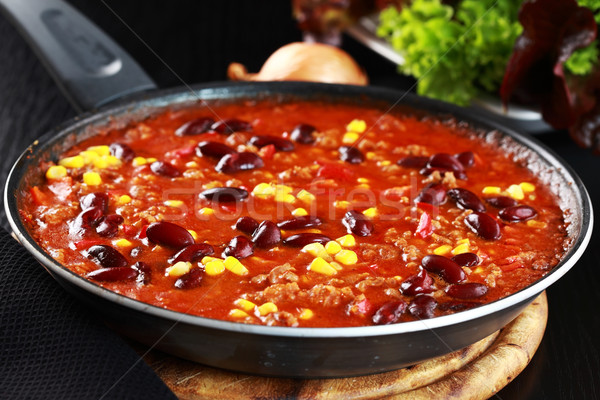 Chili pan gotowany żywności tablicy pomidorów Zdjęcia stock © brebca