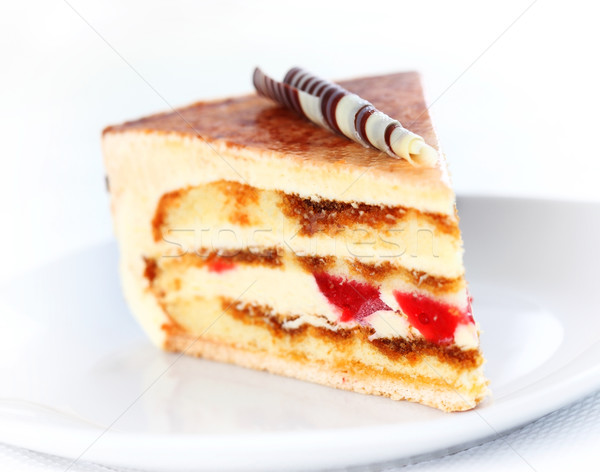 Stockfoto: Heerlijk · cake · kersen · chocolade · rollen · voedsel