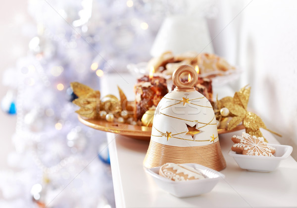 Karácsony harang dekoráció karácsonyfa otthon tányér Stock fotó © brebca