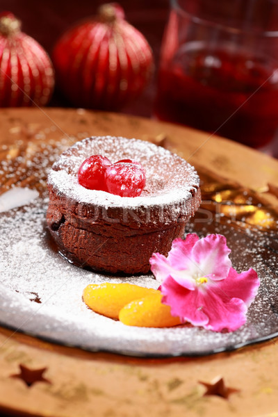 Chocolate Cup Cake for Christmas Stock photo © brebca