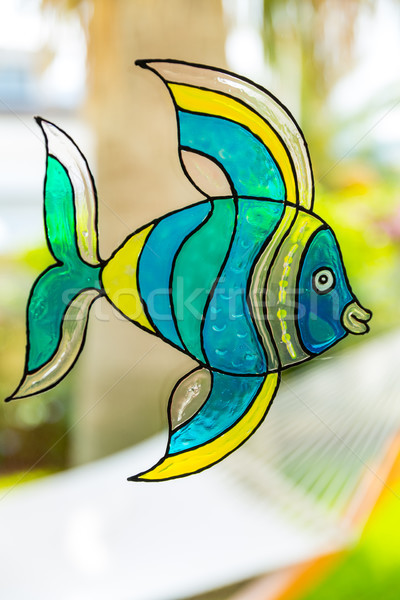 Window painting of fish Stock photo © brebca