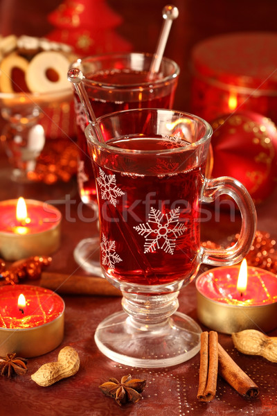 [[stock_photo]]: Boisson · chaude · hiver · Noël · délicieux · cookies · vin