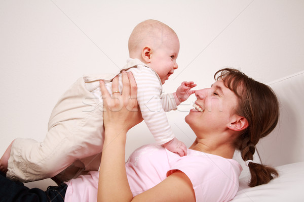 Stockfoto: Familie · moeder · genieten · cute · baby