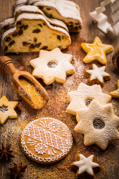 Christmas stollen with cookies Stock photo © brebca