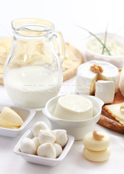 Milchprodukte Anordnung Tabelle Essen Glas Küche Stock foto © brebca