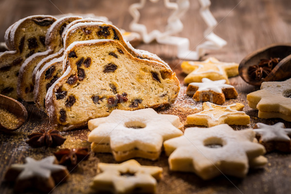 Christmas stollen with cookies Stock photo © brebca