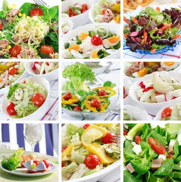 Egészséges étel kollázs különböző finom zöldség gyümölcs Stock fotó © brebca