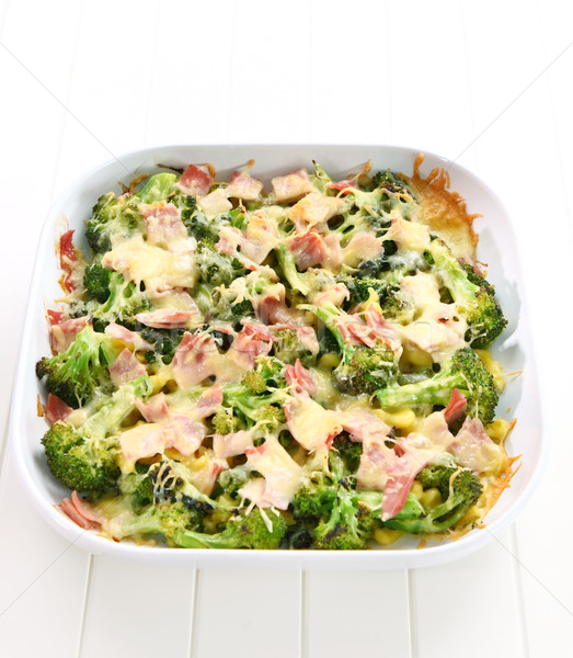 Baked broccoli with ham Stock photo © brebca