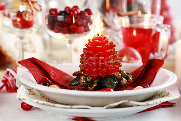 Stockfoto: Tabel · christmas · vers · vruchten · restaurant · Rood