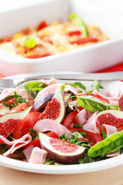 Vegetable salad with fresh figs Stock photo © brebca