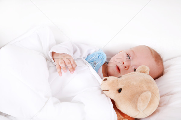 Stock photo: Baby with teddy