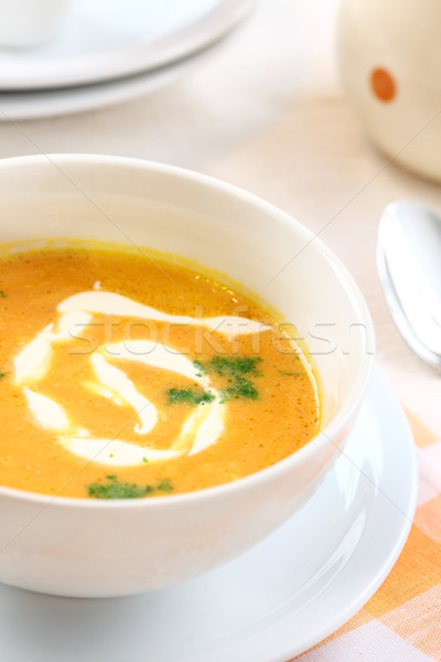 Havuç çorba ekşi krema gıda turuncu hayat Stok fotoğraf © brebca